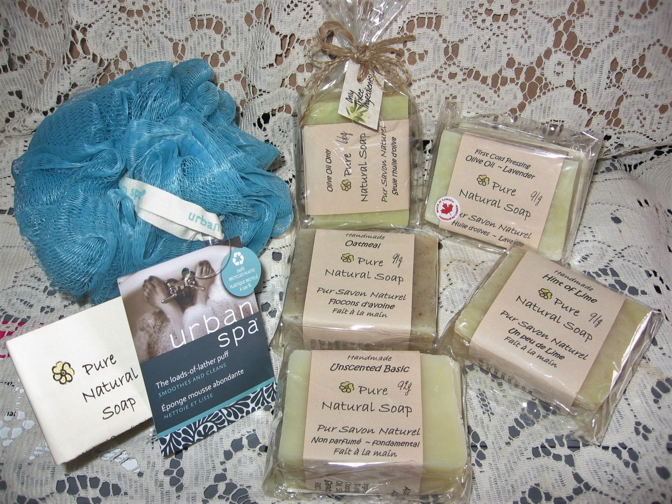 Pure Natural Soap Gifts handmade with care in Manitoba, Canada from wholesome ingredients and no chemical additives.  Inexpensive and attractive.