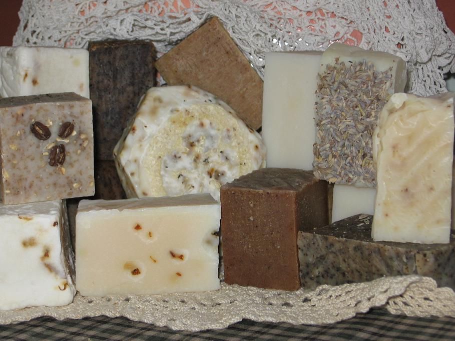 We make all natural small batch handmade soap from scratch with no chemicals.  Made from emollient rich oils and scented solely with pure essential oils.