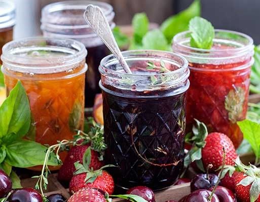 We make delicious and flavourful homemade jams and jellies from our own chemical-free fruit, local fruit and organic fruit.  Lightly sweetened with cane sugar. 